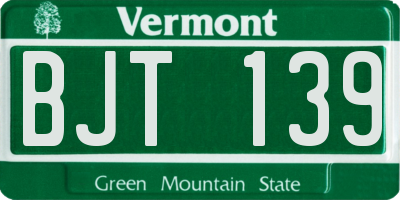 VT license plate BJT139