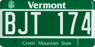 VT license plate BJT174