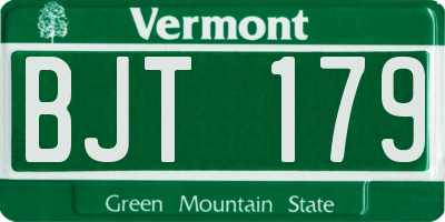 VT license plate BJT179