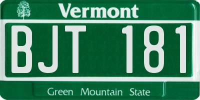 VT license plate BJT181