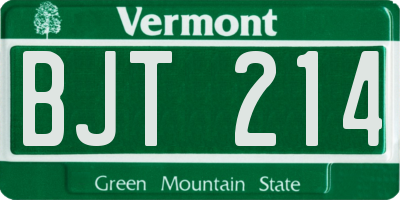 VT license plate BJT214