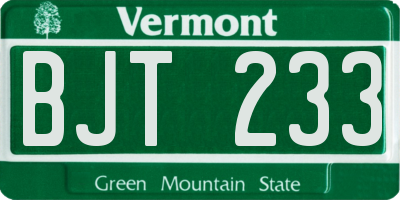 VT license plate BJT233