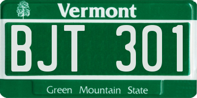 VT license plate BJT301