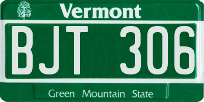 VT license plate BJT306