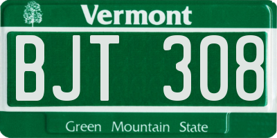 VT license plate BJT308