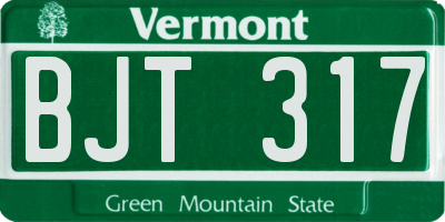 VT license plate BJT317