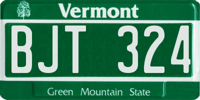VT license plate BJT324