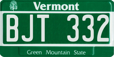 VT license plate BJT332