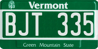VT license plate BJT335