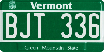 VT license plate BJT336