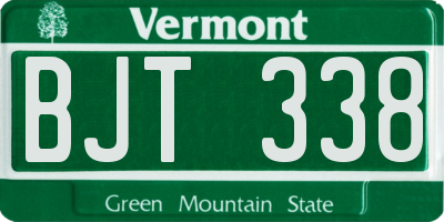 VT license plate BJT338