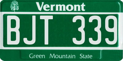 VT license plate BJT339
