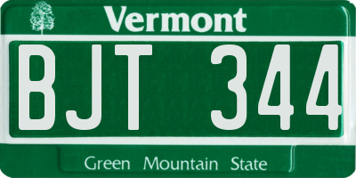 VT license plate BJT344