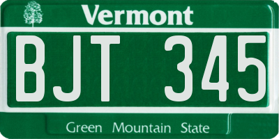 VT license plate BJT345