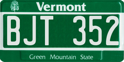VT license plate BJT352