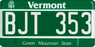 VT license plate BJT353