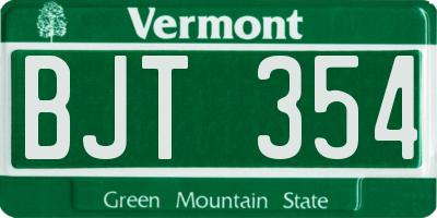 VT license plate BJT354
