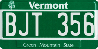 VT license plate BJT356