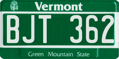 VT license plate BJT362