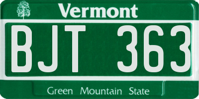 VT license plate BJT363