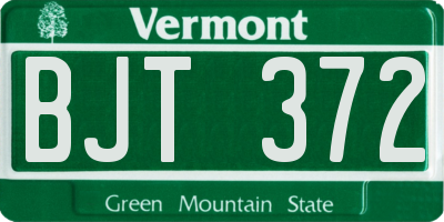 VT license plate BJT372