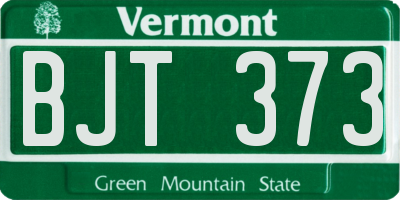 VT license plate BJT373