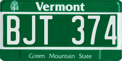 VT license plate BJT374