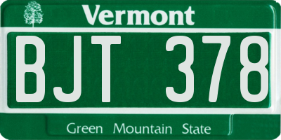 VT license plate BJT378