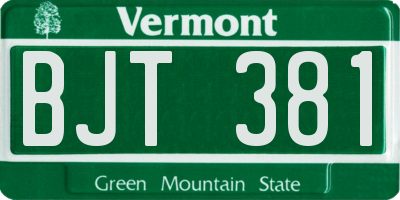 VT license plate BJT381