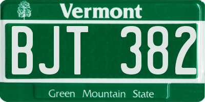 VT license plate BJT382