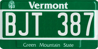 VT license plate BJT387