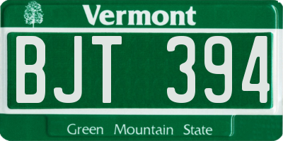 VT license plate BJT394