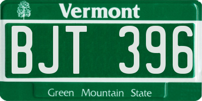 VT license plate BJT396