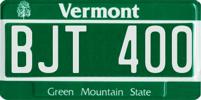 VT license plate BJT400