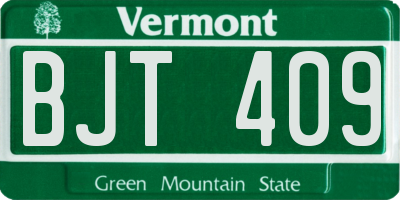 VT license plate BJT409