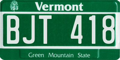 VT license plate BJT418