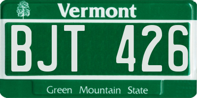VT license plate BJT426