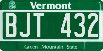 VT license plate BJT432