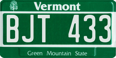 VT license plate BJT433