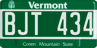VT license plate BJT434