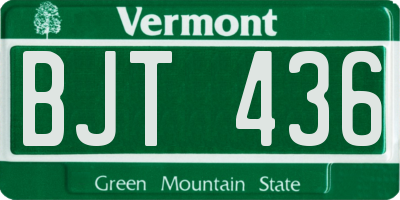 VT license plate BJT436