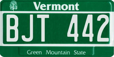 VT license plate BJT442