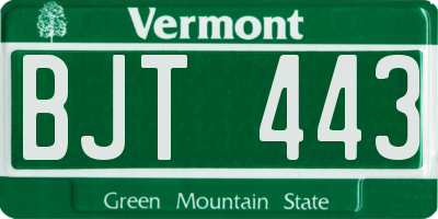 VT license plate BJT443
