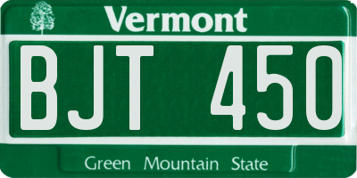 VT license plate BJT450