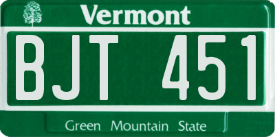 VT license plate BJT451