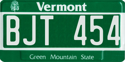 VT license plate BJT454