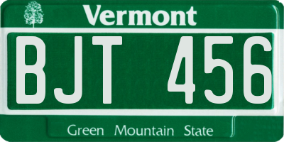 VT license plate BJT456