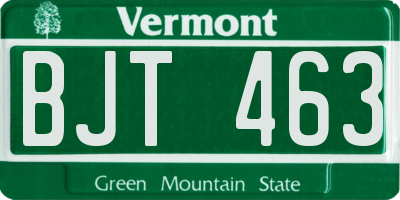 VT license plate BJT463