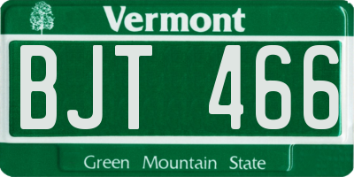 VT license plate BJT466
