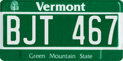 VT license plate BJT467